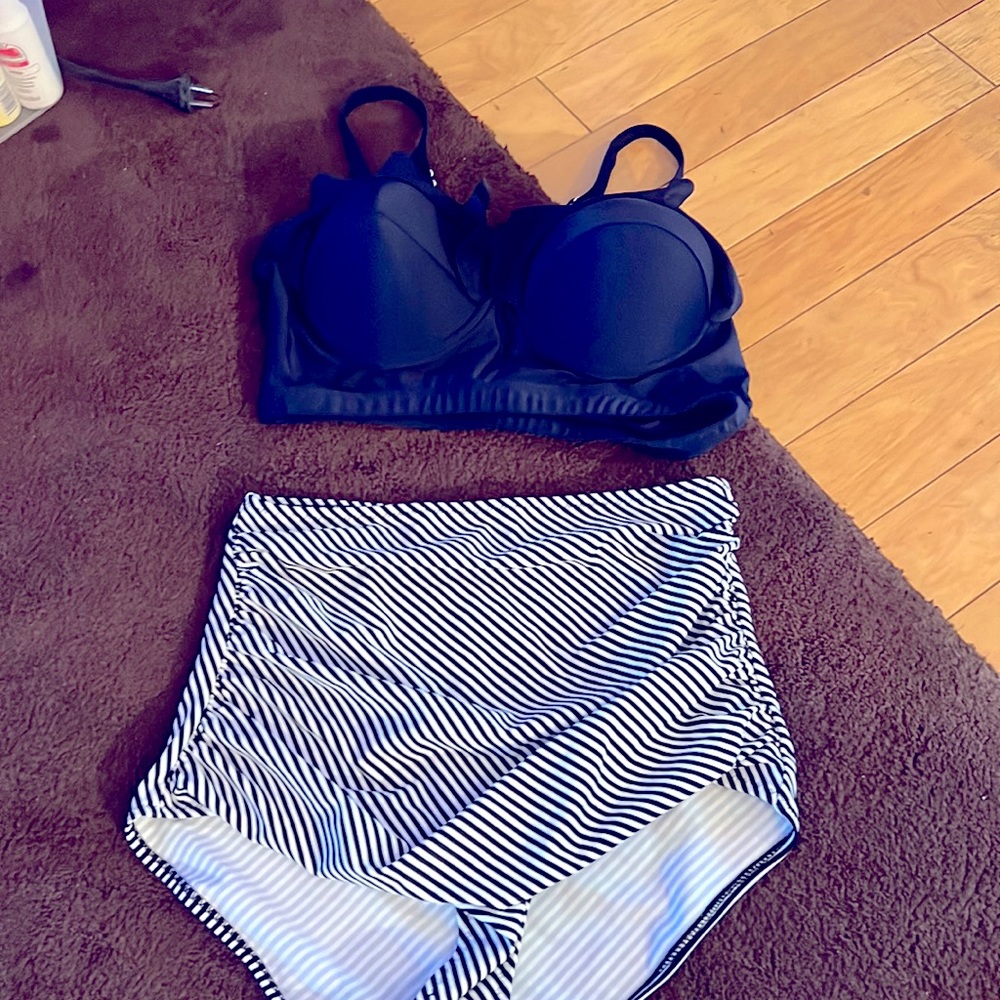 High wasted bottom bikini swim suit ruffle top